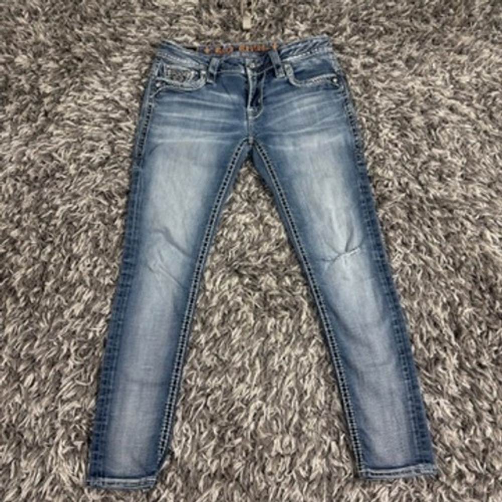 Rock Revival Barby AK2 Ankle Skinny Jeans Womens 29 Blue Embellished E8548AK2S